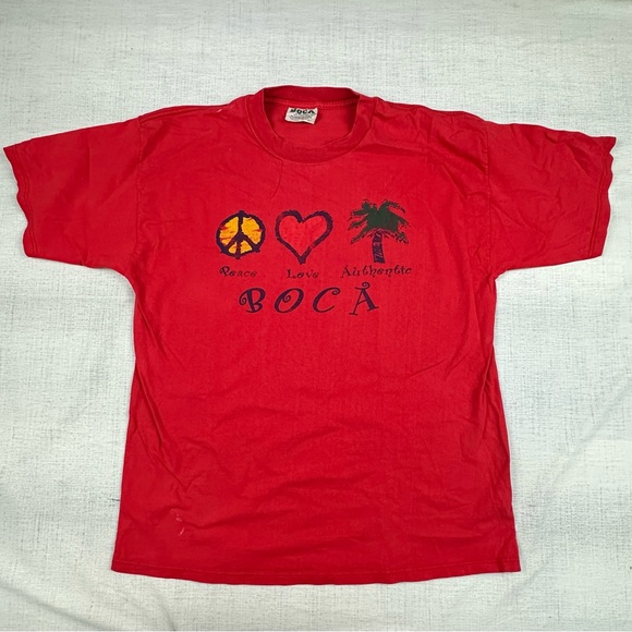 Boca By Gildan Red Short Sleeve T-Shirt One Size Made In Canada - Picture 9 of 9